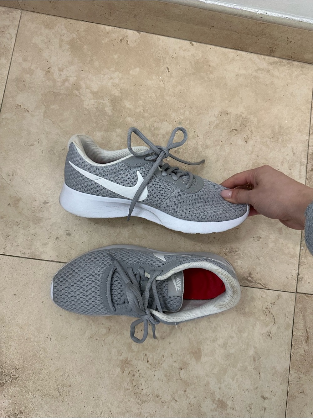 Nike Grey Mesh Sneakers with White Swoosh